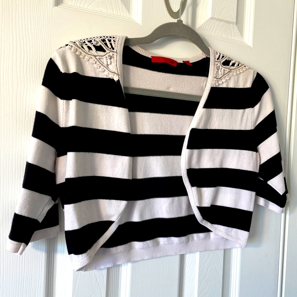 Red brand Black And White Striped Top